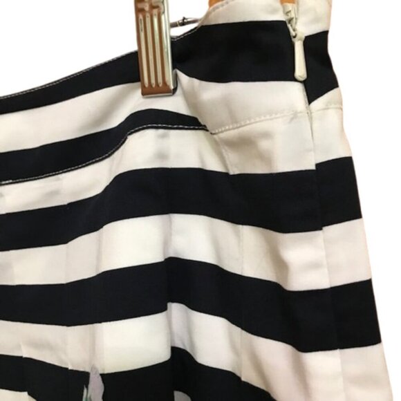 Talbots Women's Navy Striped Purple Floral Midi A-Line Pleated Skirt Size 10 - Picture 4 of 7